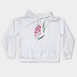 Watercolor Wildflower Fireweed Kids Hoodie